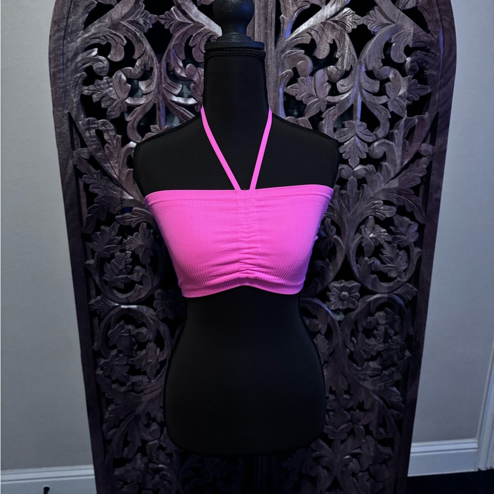 Source Unknown Pink Halter Tank Top